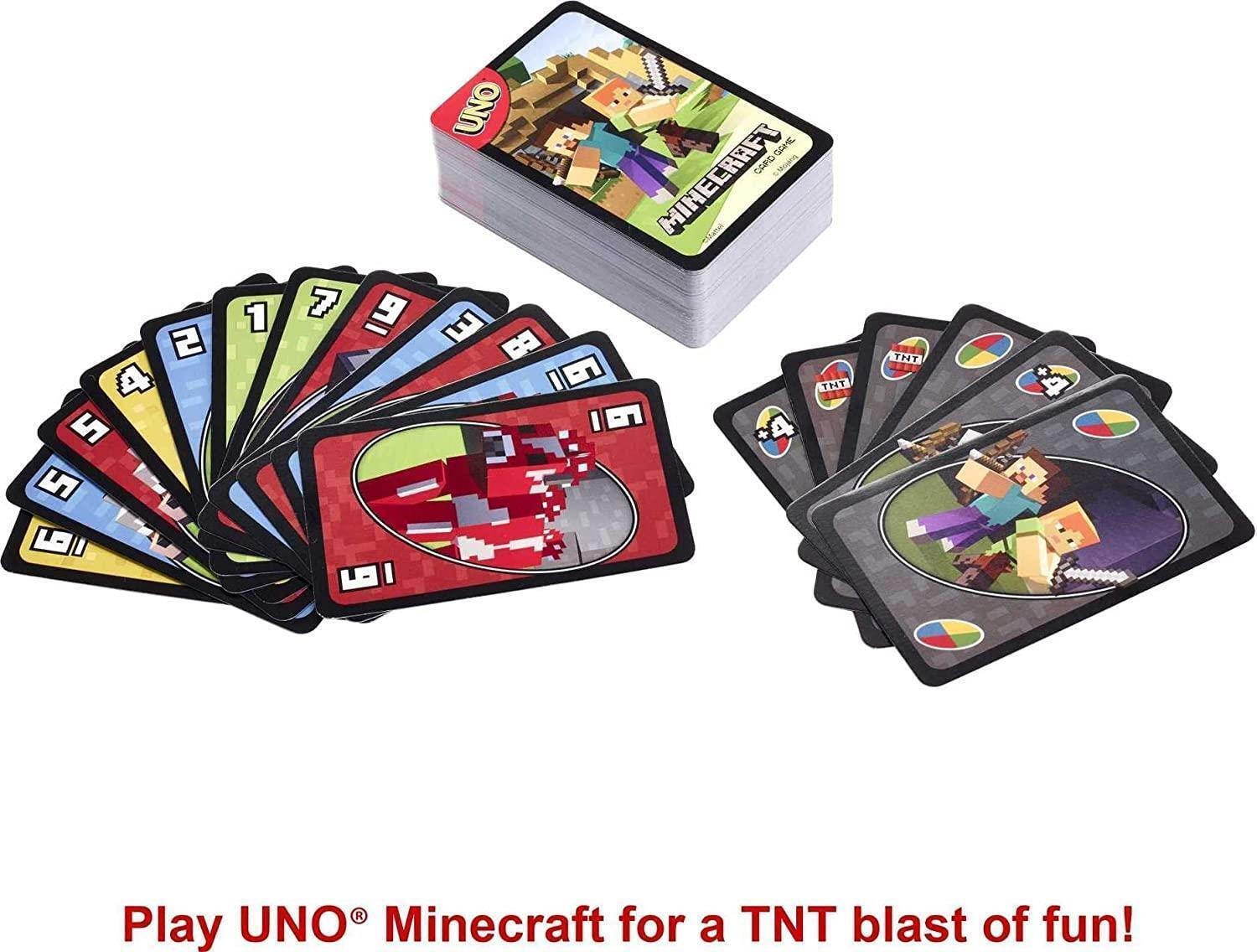 UNO Minecraft Card Game Mattel school holiday fun learning BRAIN TRAINING UNO Minecraft Card Game Mattel school holiday fun learning BRAIN TRAINING